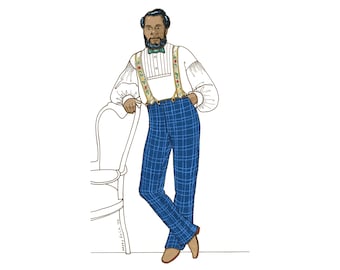 Past Patterns 0016 | Men's Winter Trousers Historical Sewing Pattern | circa 1843-1856 Reenactment Costume | Sizes 28-52 | Pre Civil War era