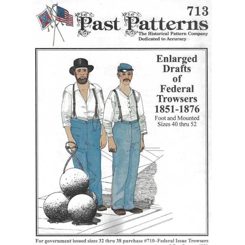 Past Patterns 0710 - 1850-1870s Union Issue Trowsers Sewing Pattern for ...