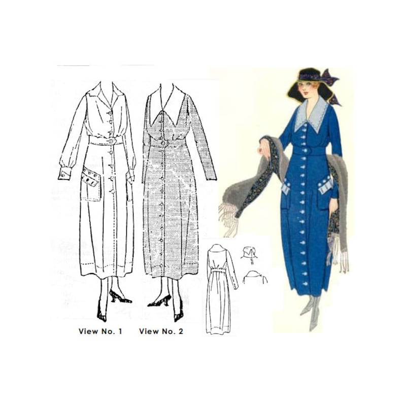 WW1, 1914-1919 Sewing Patterns     Late 1910s Dress with Three-piece Skirt Sewing Pattern bust 40 b40 waist 40 w40 McCall Pattern Co Reproduction 1920s Roaring 20s  AT vintagedancer.com