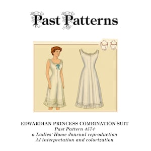 Past Patterns 4574 download - Edwardian Princess Combination Suit – Authentic 1900s Sewing Pattern reproduction A0 A4 8.5x11 formats