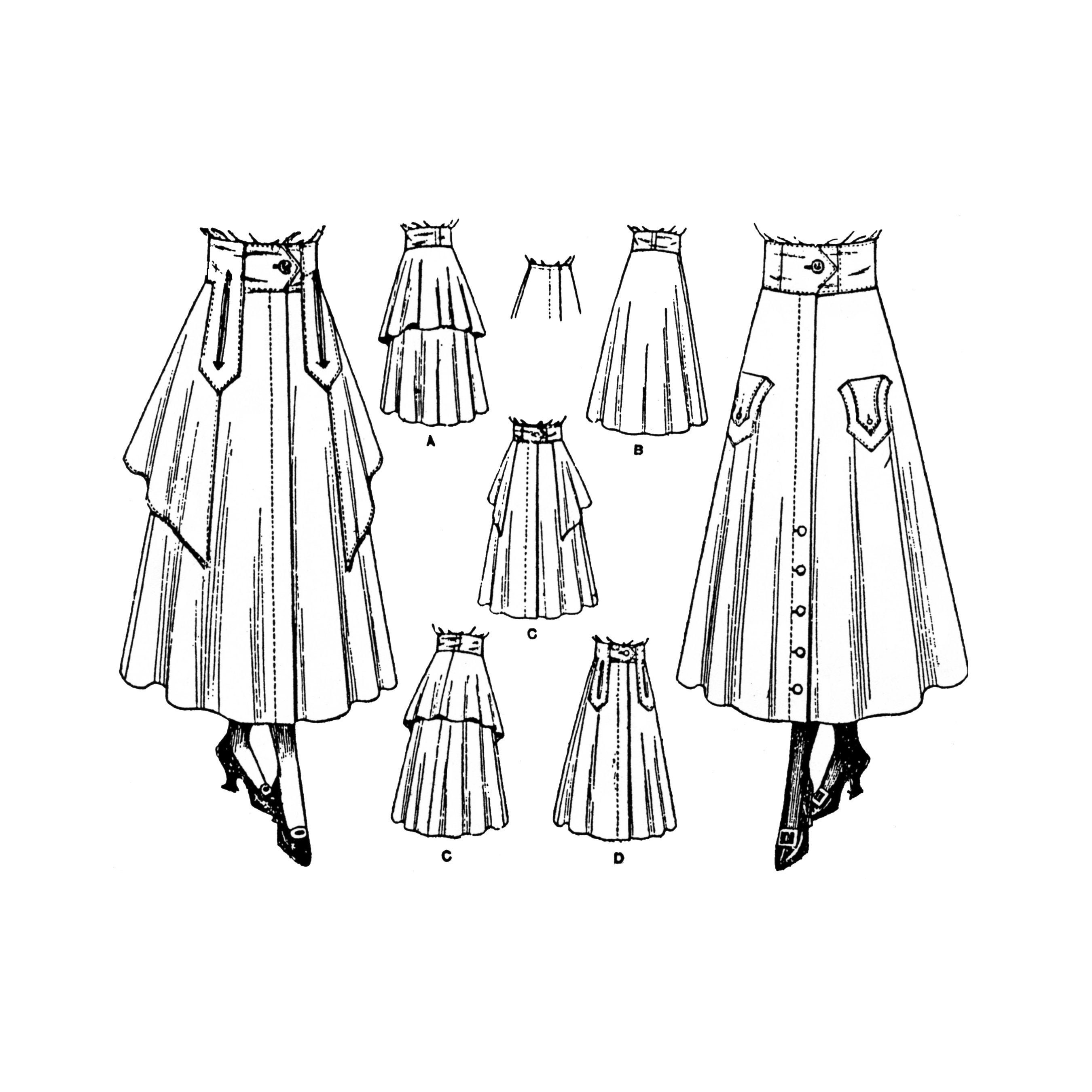 Past Patterns 9384 - Late 1910s Skirt Sewing Pattern Three Past Patterns 9384 - Late 1910s Skirt Sewing Pattern Three