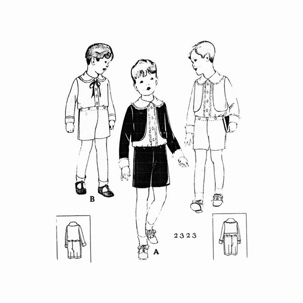 Past Patterns 2323 Download - Early 1920s Boys Bolero Suit Sewing Pattern for 5 Year Old McCall reproduction Roaring 20s Flapper era