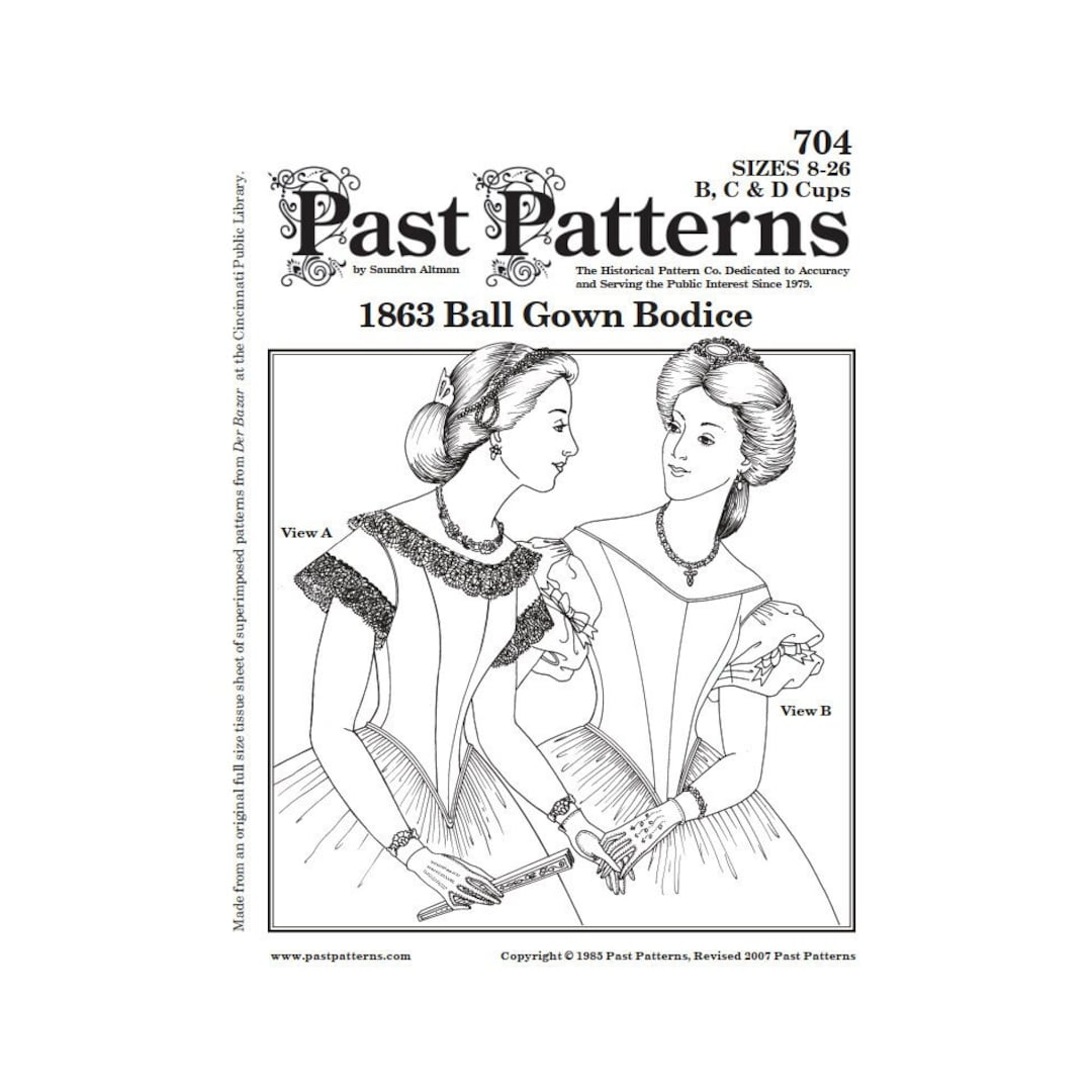 Past Patterns 0704 Download | 1863 Civil War Ball Gown Bodice Pattern ...