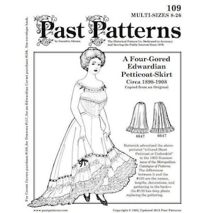 Poprzednie wzory 0109 Pobierz - Wczesny wzór do szycia halki z lat 1900. | Edwardian Undergarment | Rozmiary talii 24-40 | A0 A4 8,5x11 Pliki PDF