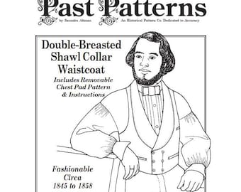 Past Patterns 0019 Download - Chest 46-54 Mid-19th Century Waistcoat Sewing Pattern | Civil War & Victorian Vest | Historical Menswear PDF