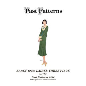 Past Patterns 6486 Download - Early 1930s Ladies Three Piece Suit Sewing Pattern bust 36 Ladies' Home Journal Skirt Blouse Bolero Jacket