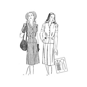 Past Patterns 3443 - 1940s Two-Piece Suit Dress Pattern bust 36 b36 for Juniors Butterick reproduction 40s WWII era