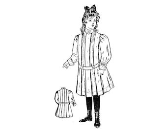 Past Patterns 0100 - Edwardian Girls Box Plaited Dress Pattern May Manton reproduction Early 1900s 00s 1910s 10s Designed for 8 Year Girl