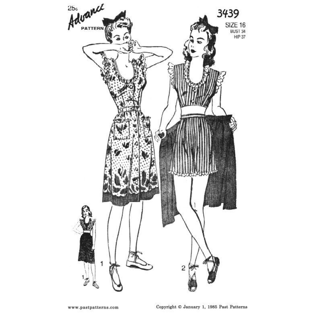 Past Patterns 3439 Early 1940s Playsuit and Skirt Sewing Pattern Bust ...