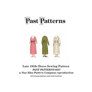 Damenkleid-Schnittmuster 1910er Jahre, Damenkleid-Schnittmuster 9127, Büste 91cm (PDF Download)