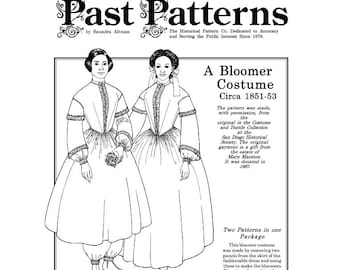 Past Patterns 0811 sizes 08-14 Download - 1850s Bloomer Costume Sewing Pattern | Women’s Reform Dress | PDF Download | Past Patterns