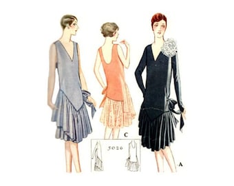 Past Patterns 5026 - Late 1920s Slip-On Dress with Dipped Sewing Pattern bust 36 b36 McCalls reproduction Roaring 20s flapper era