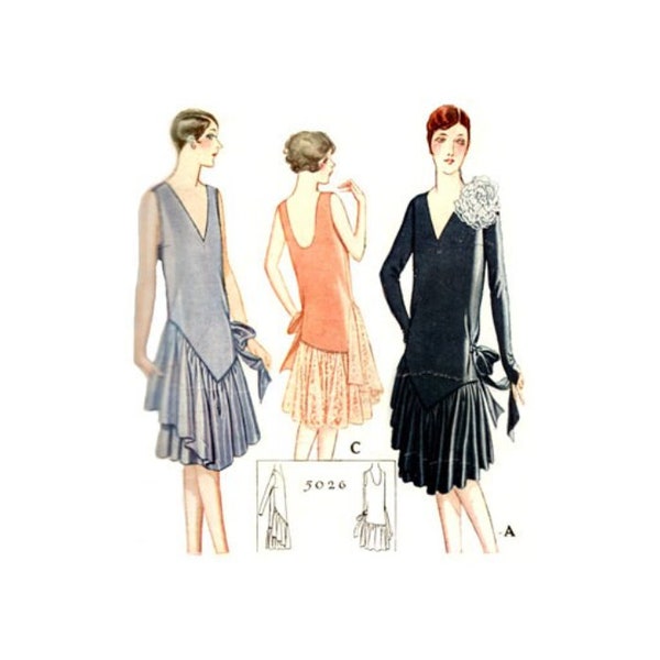 Past Patterns 5026 - Late 1920s Slip-On Dress with Dipped Sewing Pattern bust 36 b36 McCalls reproduction Roaring 20s flapper era