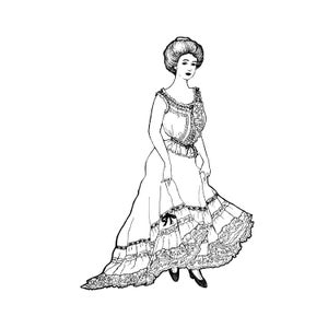 Past Patterns 0109 | 1890s-1908 Edwardian Four-Gored Petticoat Sewing Pattern - PRINTED Pattern - Historical Costume Waist Sizes 24-40"