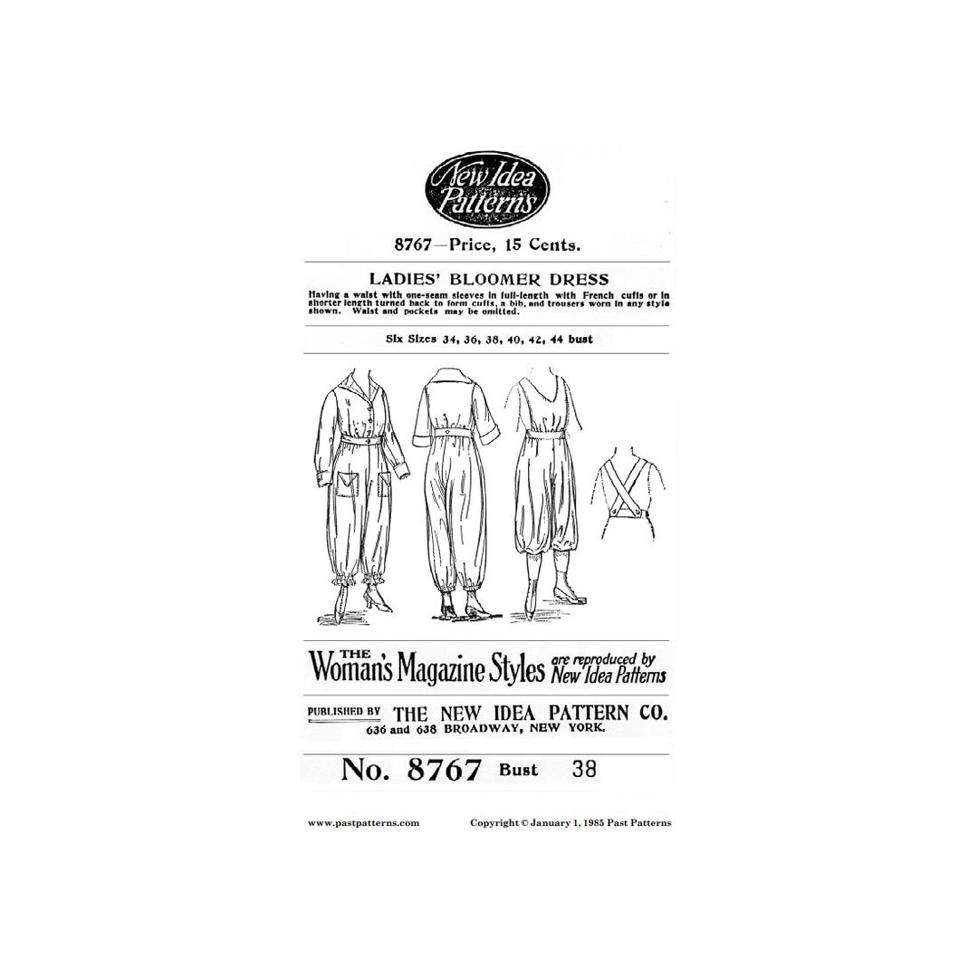 Past Patterns 8767 Download - Edwardian Ladies' Bloomer Dress Sewing ...