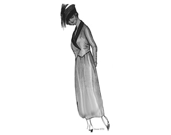 1910s Delineator Dress Sewing Pattern: Edwardian Style, Bust 38 | Past Patterns 9751