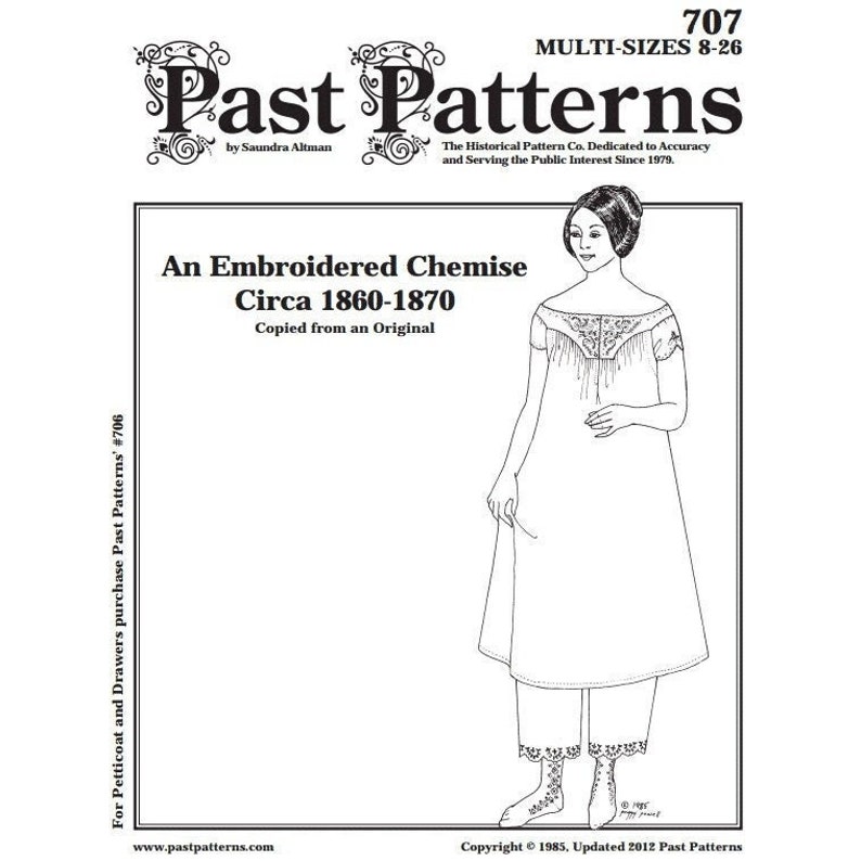 Past Patterns 0707 - 1860s Yoked Chemise Sewing Pattern Original Multi ...