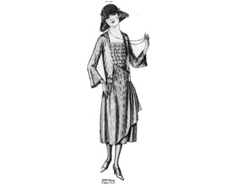 Past Patterns 2757 - Mid 1920s One-Piece Frock Sewing Pattern bust 37 b37 New McCalls reproduction Roaring 20s flapper era