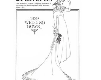 Past Patterns 0304 Download - Late 1930s Wedding Gown with Train Sewing Pattern Past Patterns original design sizes 8-26