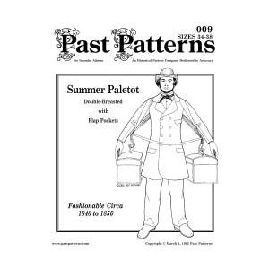 Past Patterns 0009 Downloads- 1840s Men’s Paletot Sewing Pattern | Sizes 40-46 | Era Correct Mid-19th Century Coat | A0 A4 8.5x11 PDF files
