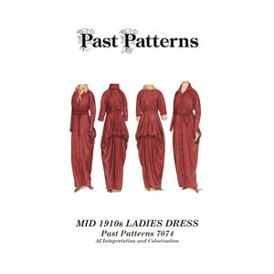 Patrones anteriores 7074 Descargas - Patrón de costura de vestido de dama de mediados de la década de 1910, busto 34 b34, reproducción de Butterick, el Gran Gatsby, Downton Abbey, fechado en 1914