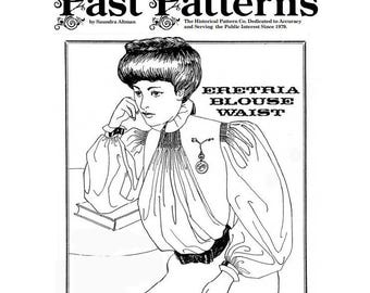 1890s Eretria Blouse Sewing Pattern: Victorian Edwardian Shirtwaist (Digital PDF) | Past Patterns 0212