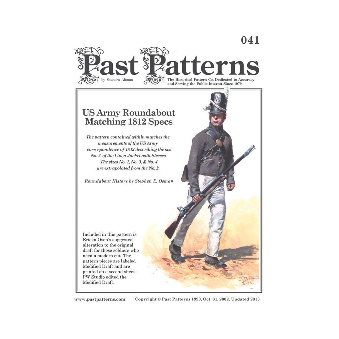 Past Patterns 0041 Downloads - Early 1800s US Army Jacket Sewing ...