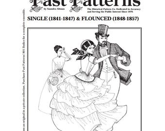 Past Patterns 0800 Download - 1840s Founced or Single Skirt Sewing Patterns Waist Sizes 24"-40" | A0 A4 8.5x11 format PDFs | Living History