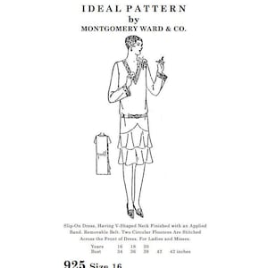 Past Patterns 0925 Download - Flapper Era Slip-On Dress Sewing Pattern bust 34 b34 Ideal Pattern Co reproduction Roaring 20s 1920s