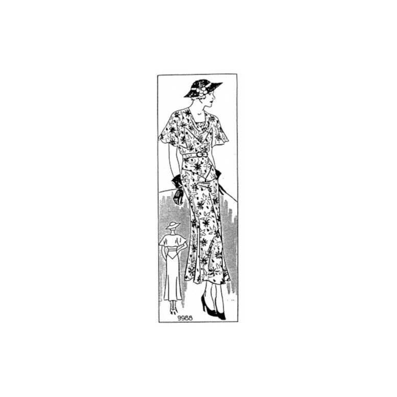 Past Patterns 9988 - Early 1930s Belted Dress with Collar Sewing Pattern bust 40 b40 Marian Martin reproduction 30s