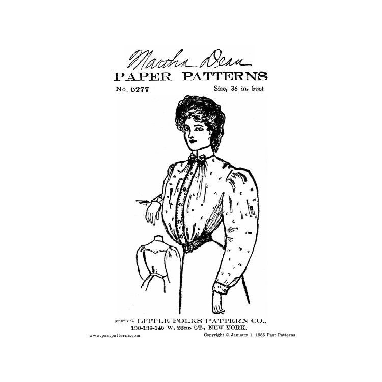 Past Patterns 6277B Download - Edwardian Kurze Taille Schnittmuster Büste 36 b36 Martha Dean Reproduktion 1900s 00s
