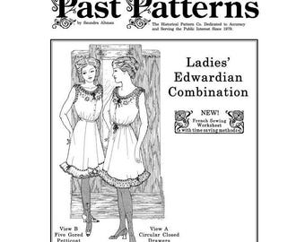 Past Patterns 0107 Download - Edwardian Combination Underwear Sewing Pattern | 1900s Lingerie | Bust Sizes 33-41 | A0 A4 8.5x11 PDFs