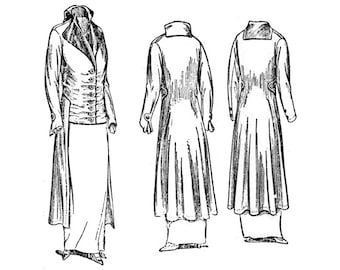 Past Patterns 7146 Download - Mid 1910s Redingote Sewing Pattern bust 34 b34 Butterick reproduction Edwardian era 10s