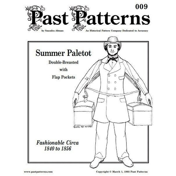 Past Patterns 0009 Download 1840s Mens Paletot Sewing Pattern