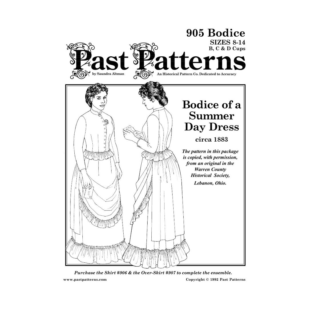 1880s Summer Dress Bodice Sewing Pattern – Gilded Age, Sz 08-14 ...