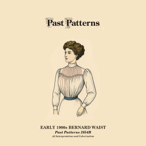 Descarga de patrones antiguos de 1954B: Patrón de costura de cintura Bernard de principios del siglo XX, busto 36 b36, reproducción del patrón Demorest Ledger, Edad Dorada de los años 90.