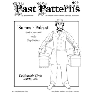 Past Patterns 0009 Downloads - 1840s Men’s Paletot Sewing Pattern Chest Sizes 34-38 | Mid-19th Century Coat Instant Access A0 A4 8.5x11 PDF
