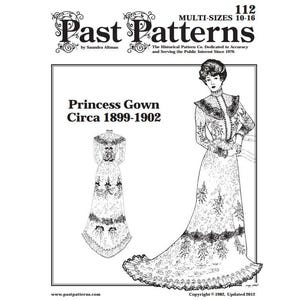 Past Patterns 0112 Downloads - Edwardian Reception Gown Sewing Pattern | A0 A4 8.5x11 36-inch wide | Bust Sizes 33-37 | 1900s Evening Dress