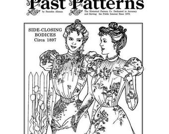 Past Patterns 0207 Download - Late 1890s Side-Closing Bodice Sewing Pattern | Victorian & Edwardian Era | Sizes 8-20 | A0 A4 8.5x11 PDFs