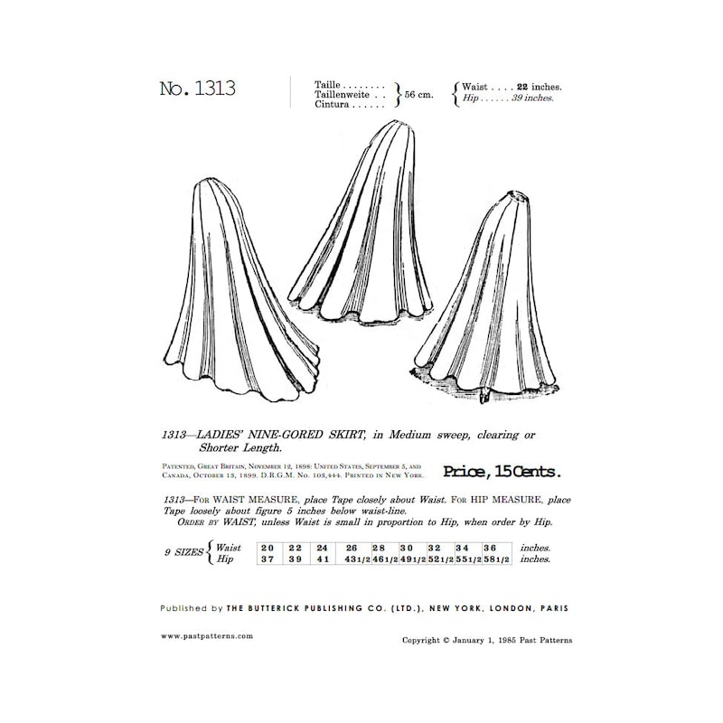 8 Gore Skirt Pattern - Etsy