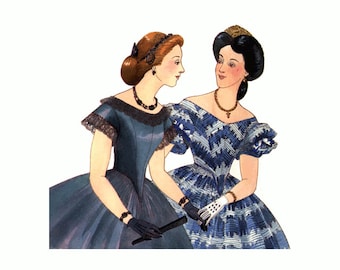 Past Patterns 0704 - 1860s Ball Gown Bodice Sewing original design Multi-sized 08-26 bust 32-48 60s Civil War era