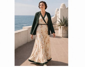 1930s Beach Pajamas Sewing Pattern – Wide Leg Trousers, Jacket (Digital Download) - Past Patterns 0114