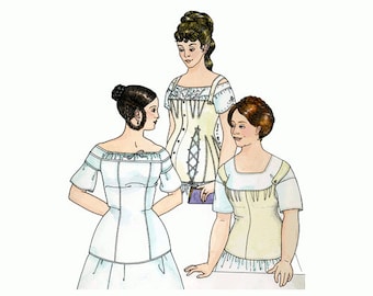 Past Patterns 0705 - 19th Century Stay Sewing Pattern original design Multi-Sized 10-20 bust 32-42 Nursing or Gestation Stay 1850s 1860s