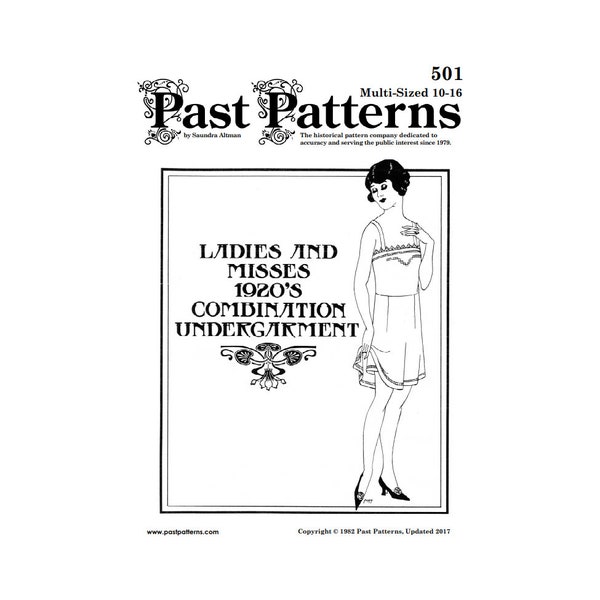 Past Patterns 0501 Download - 1920s Combination Underwear Pattern original design Bust 33-38 Roaring 20s Flapper era Camisole Petticoat