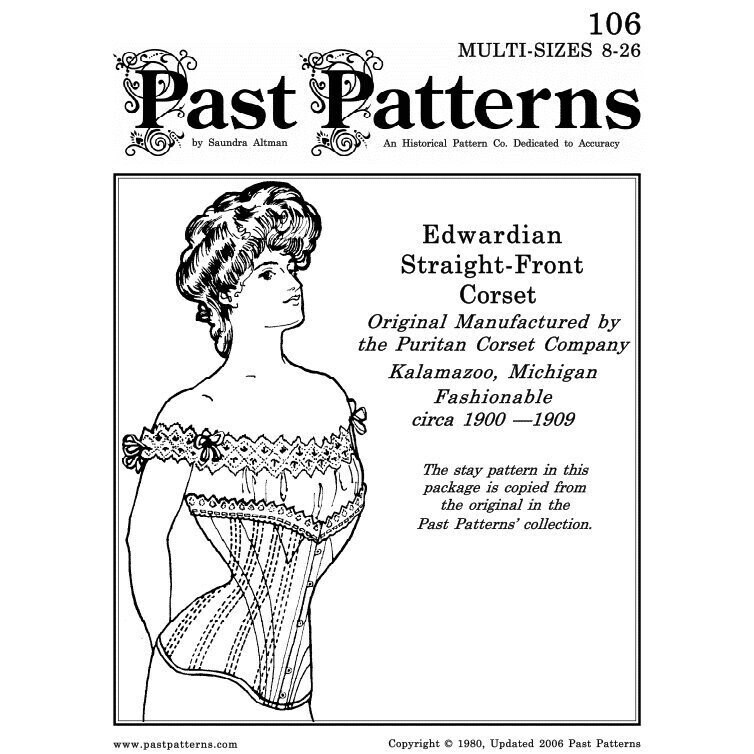 REF W PDF Digital File Antique Edwardian Corset Pattern 19.40