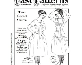 Past Patterns 0002 Downloads - Early 1800s Ladies’ Gored Shift Pattern | Regency and Early Victorian |  Historical Design A0 A4 8.5x11 PDFs
