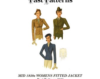 Past Patterns 3038 Download - Mid 1930s Womens Fitted Jacket Sewing Pattern bust 32 b32 Simplicity Pattern Co reproduction Depression era