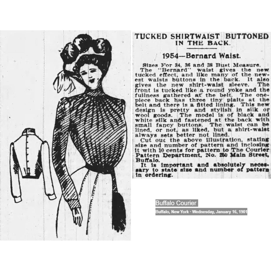 Past Patterns 1954B - Late 1890s Bernard Waist Sewing Pattern Bust 36 ...