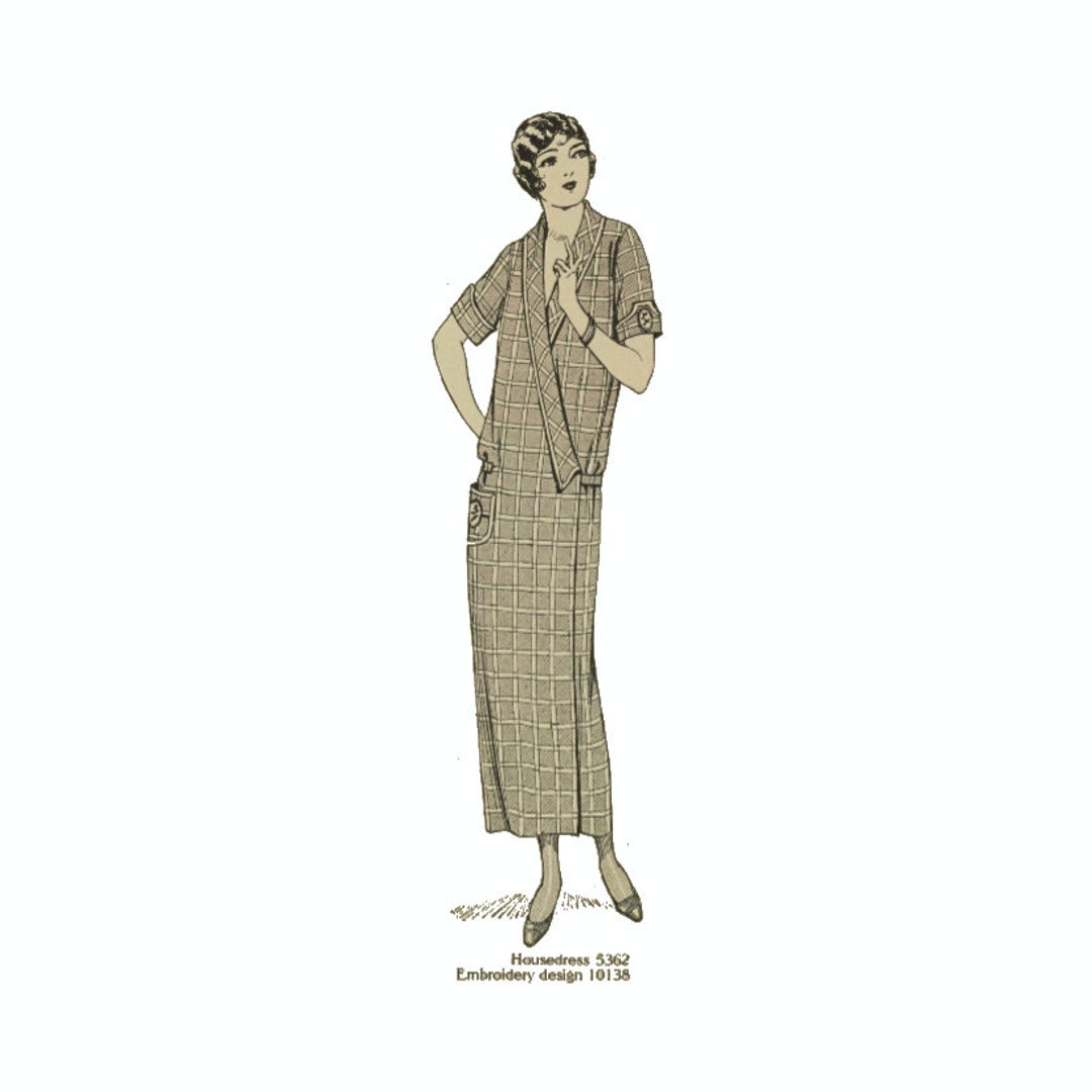 Past Patterns 5362 - Mid 1920s One-piece Wrap-around House Dress Sewing ...
