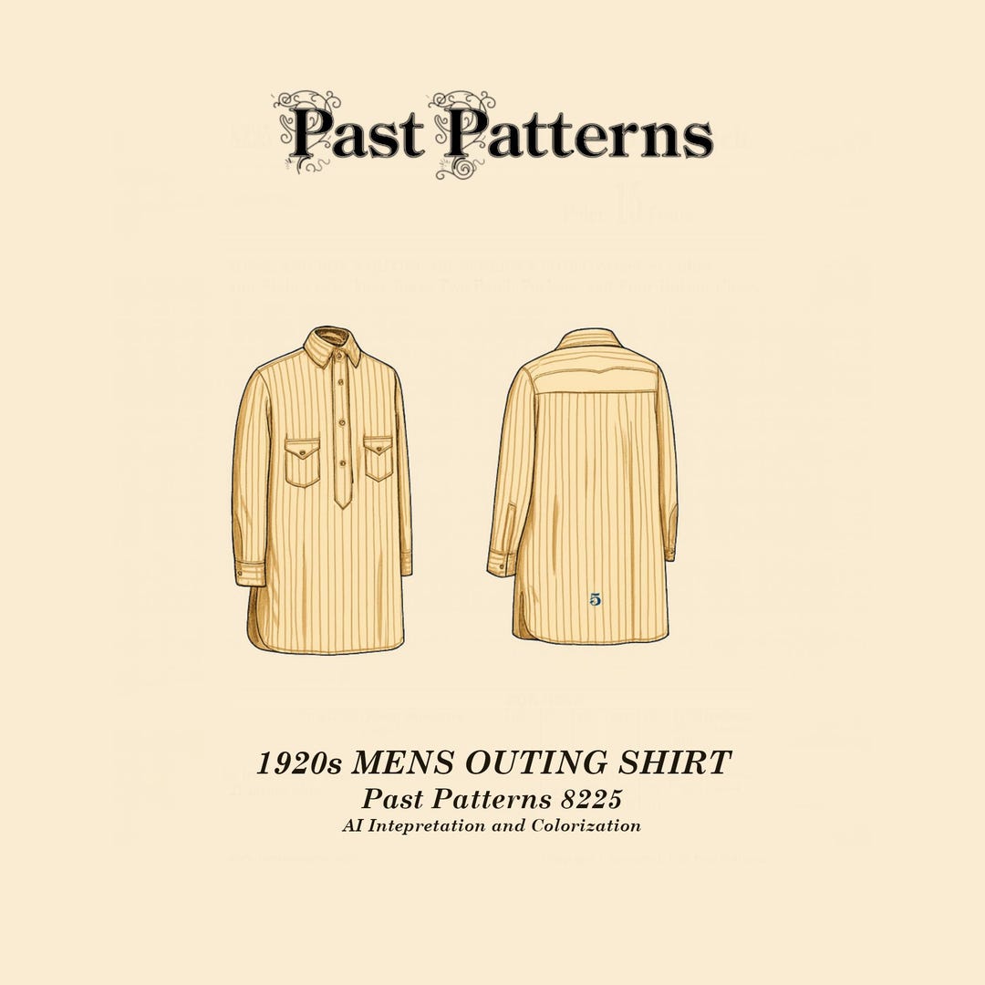 Past Patterns 8225 Download - 1920s Mens Outing Shirt Pattern 15 1/2 ...